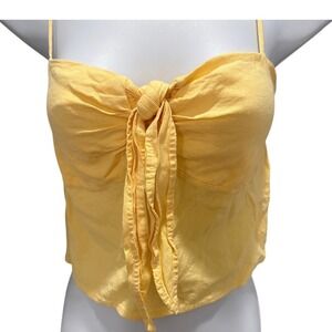 Vintage 2000s babydoll top women's s/m cotton tie front cropped y2k spaghetti